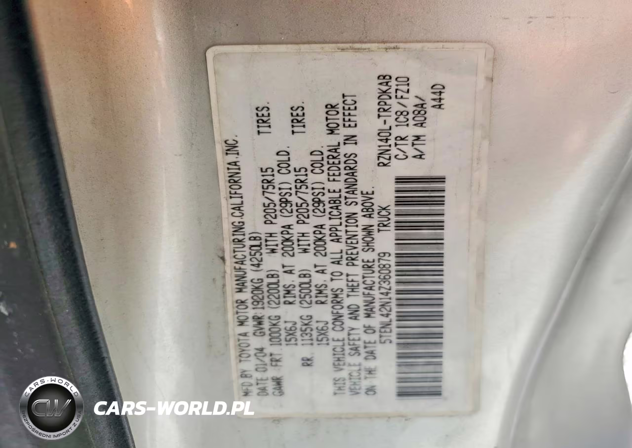 2004 Toyt Tacoma VIN:5TENL42N14Z360879 - 12