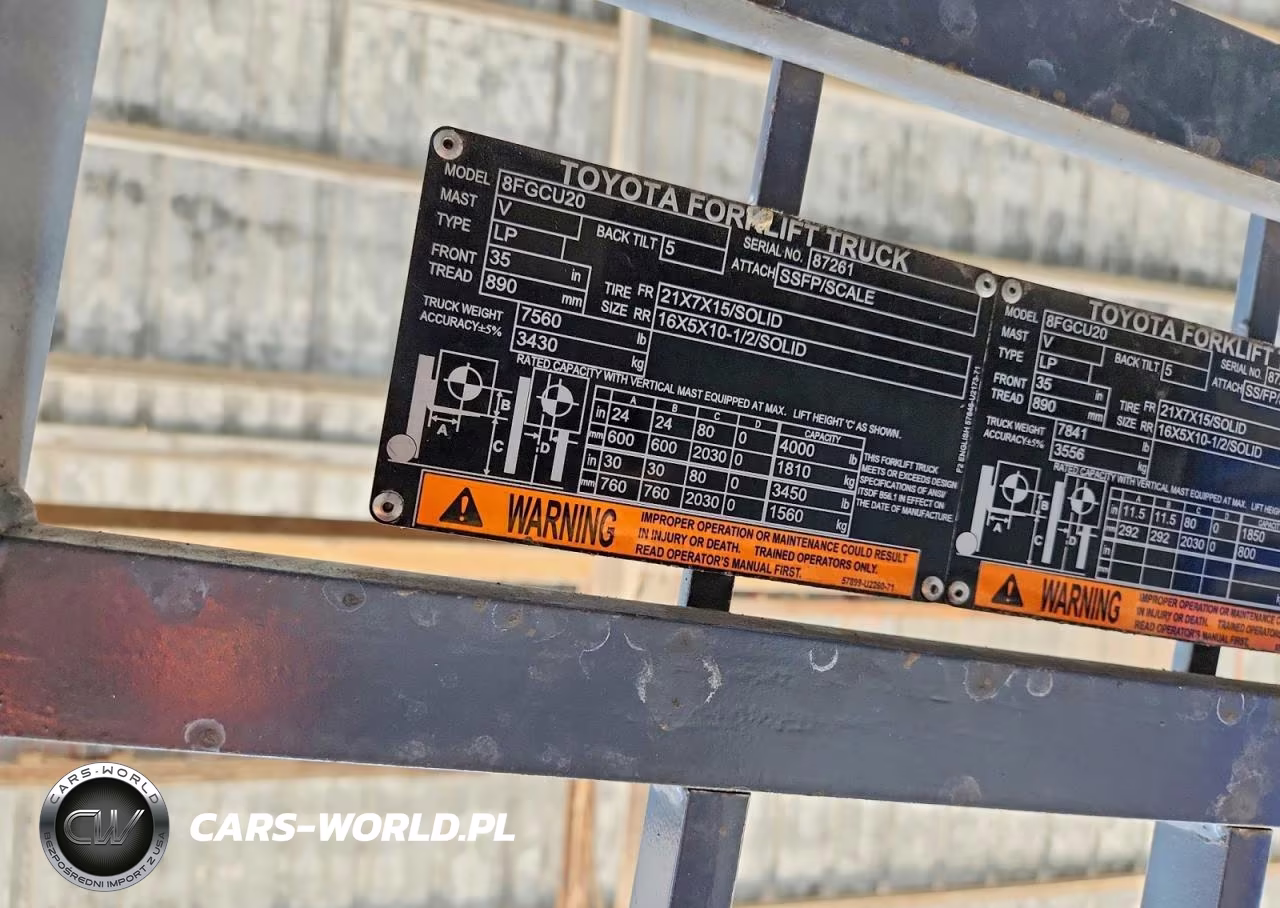 2017 Toyota 8Fgcu20 Forklift VIN:87261 - 10