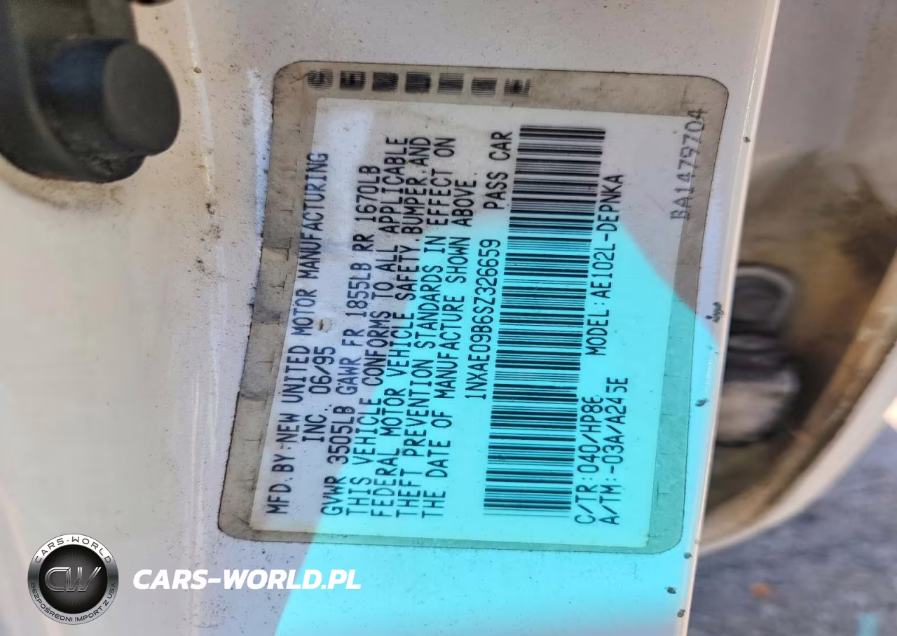 1995 Toyota Corolla Dx VIN:1NXAE09B6SZ326659 - 12