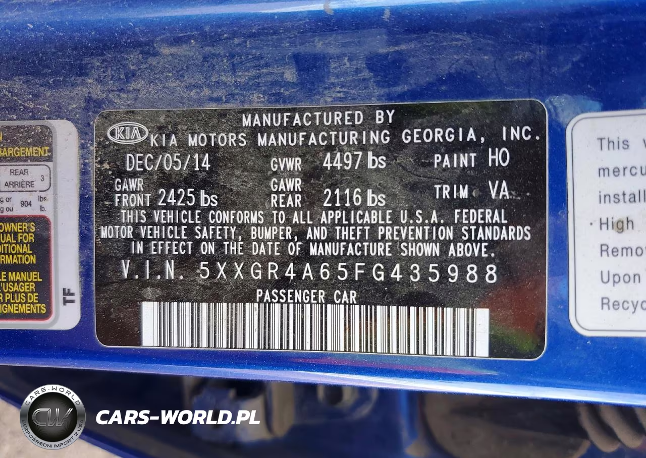 2015 Kia Optima Sx VIN:5XXGR4A65FG435988 - 12