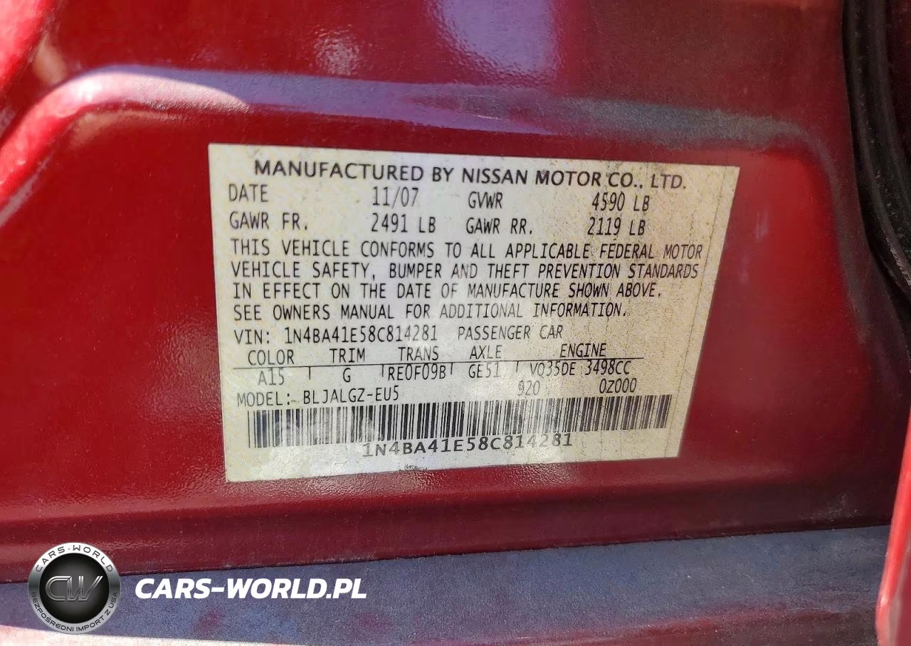 2008 Nissan Maxima 3.5 Se VIN:1N4BA41E58C814281 - 13