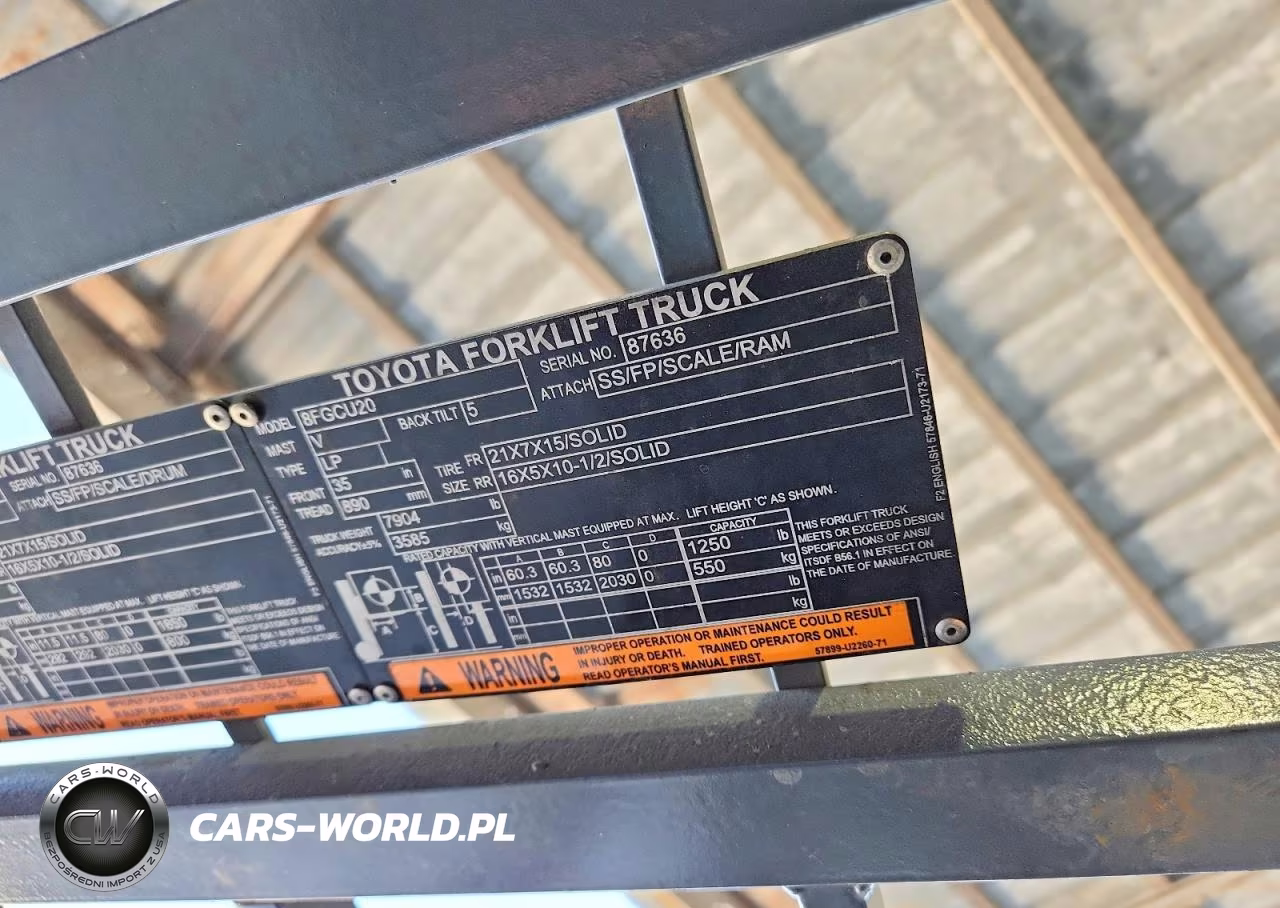 2017 Toyota 8Fgcu20 Forklift VIN:87636 - 10