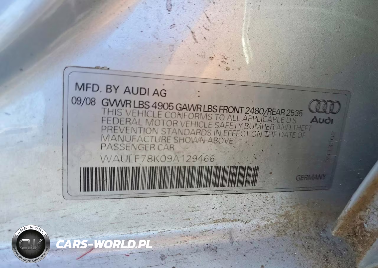 2009 Audi A4 2.0T Quattro VIN:WAULF78K09A129466 - 12
