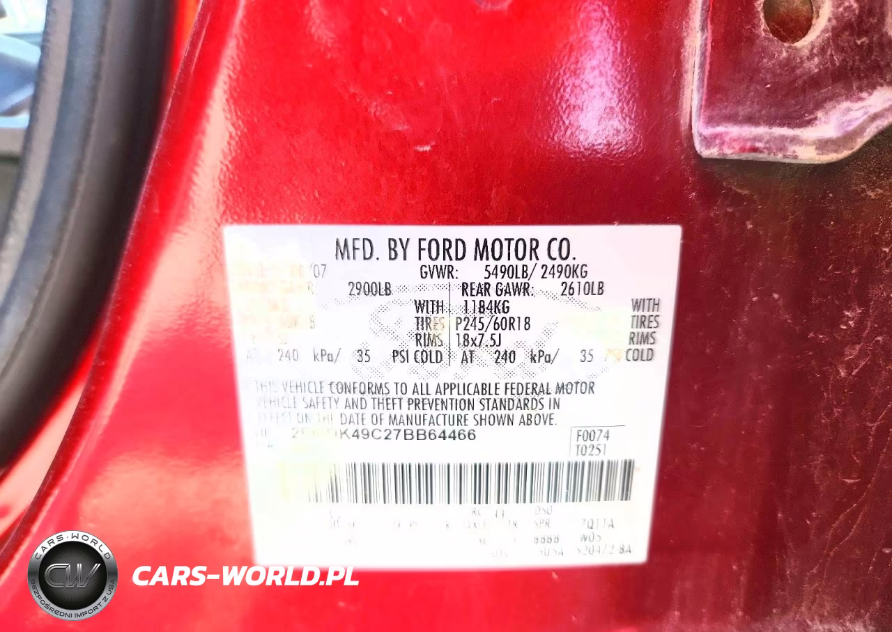 2007 Ford Edge Sel Plus VIN:2FMDK49C27BB64466 - 13