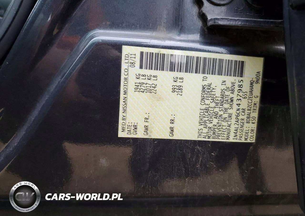 2012 Nissan Altima 2.5 VIN:1N4AL2AP6CN437985 - 12