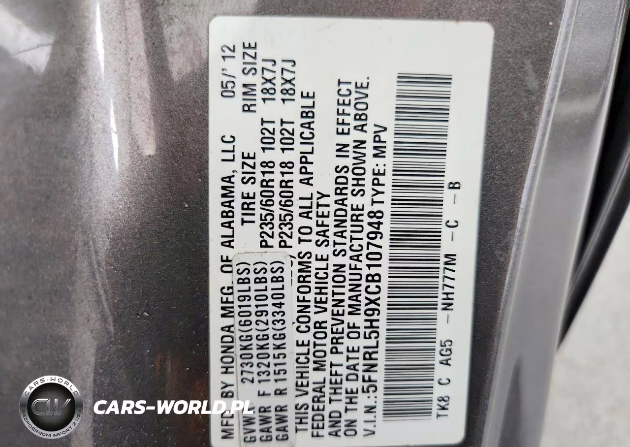 2012 Honda Odyssey Touring VIN:5FNRL5H9XCB107948 - 13