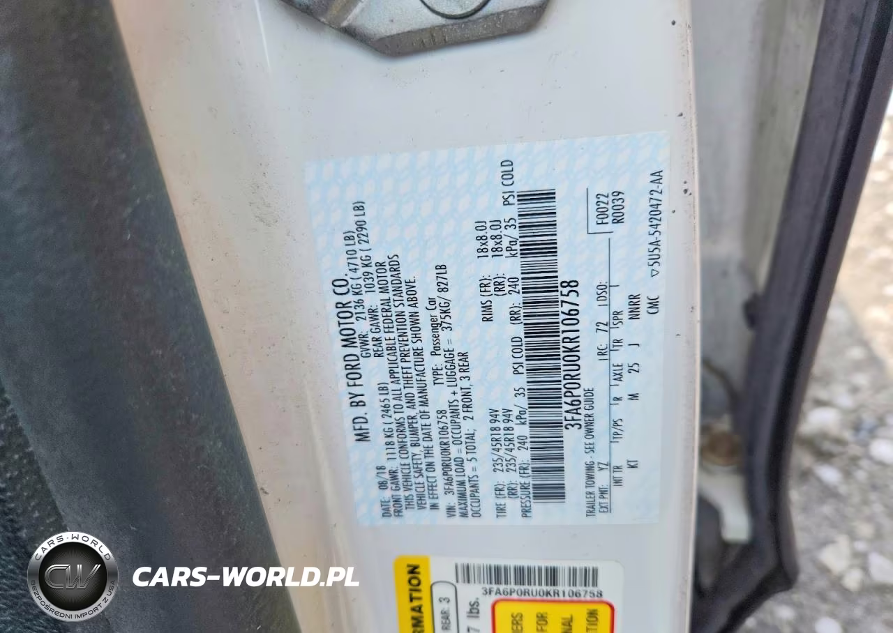 2019 Ford Fusion Titanium VIN:3FA6P0RU0KR106758 - 13