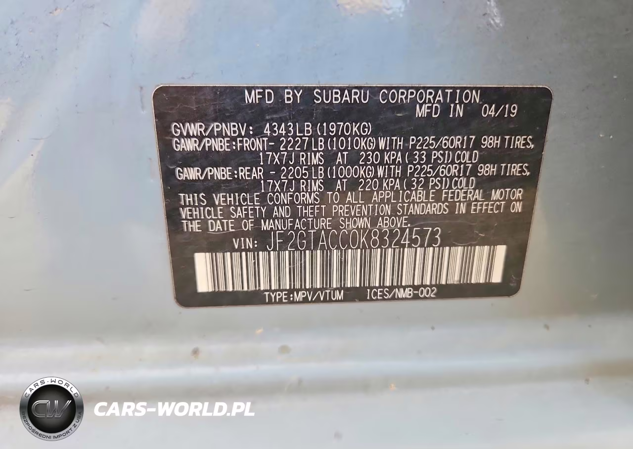 2019 Subaru Crosstrek Premium VIN:JF2GTACC0K8324573 - 12