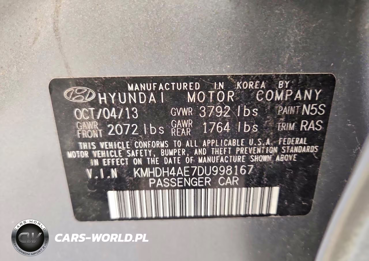 2013 Hyundai Elantra Gls VIN:KMHDH4AE7DU998167 - 12