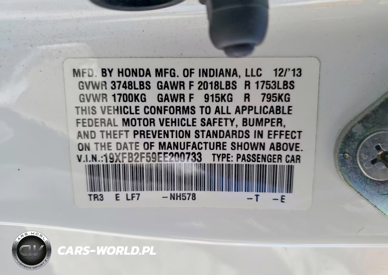 2014 Honda Civic Lx VIN:19XFB2F59EE200733 - 12