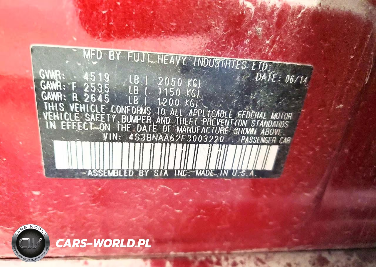 2015 Subaru Legacy 2.5I VIN:4S3BNAA62F3003220 - 13