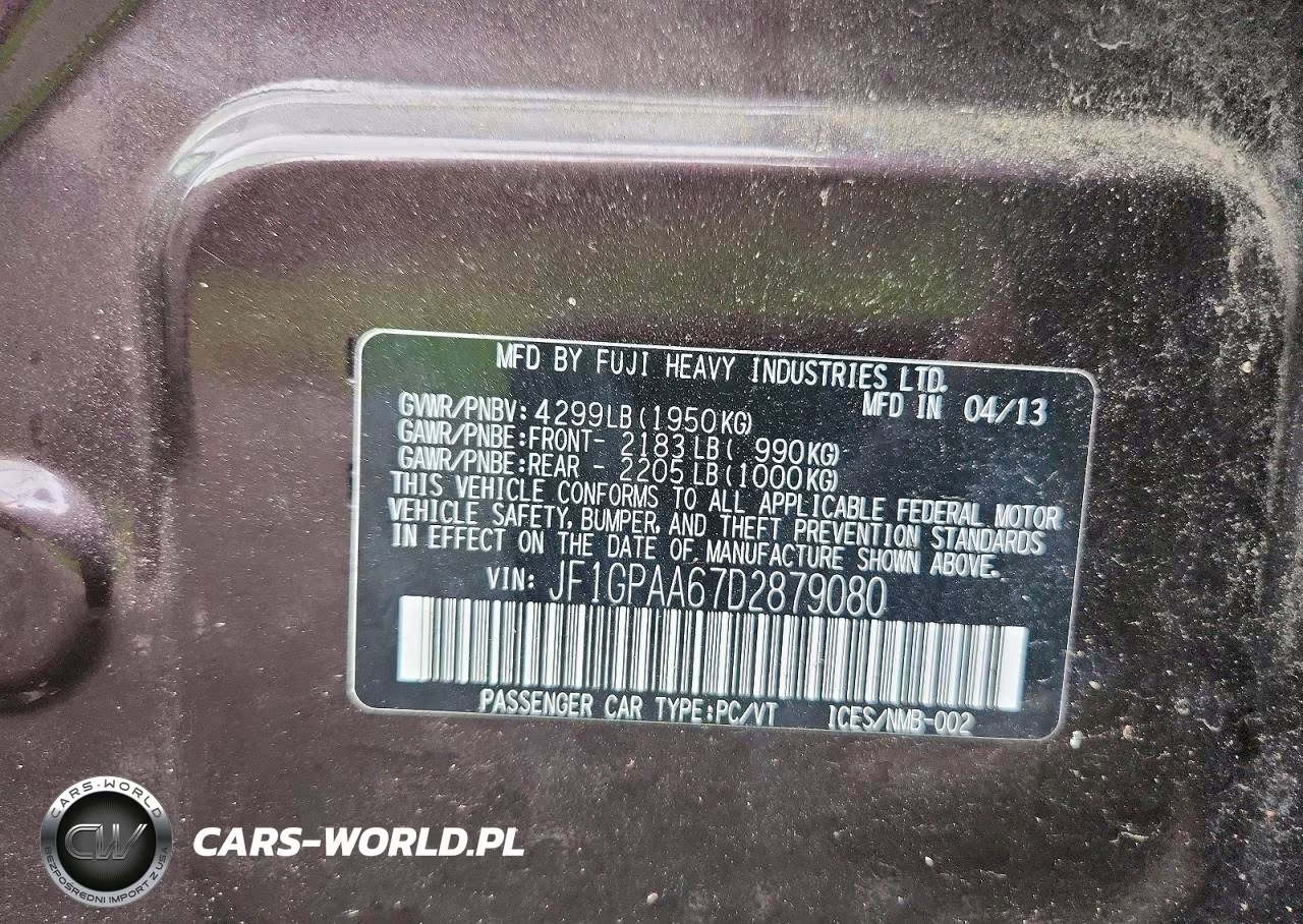 2013 Subaru Impreza VIN:JF1GPAA67D2879080 - 12