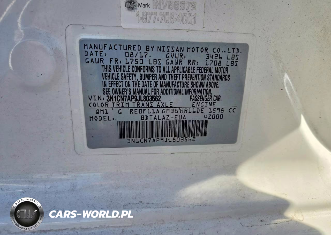 2018 Nissan Versa S Plus VIN:3N1CN7AP9JL803562 - 12