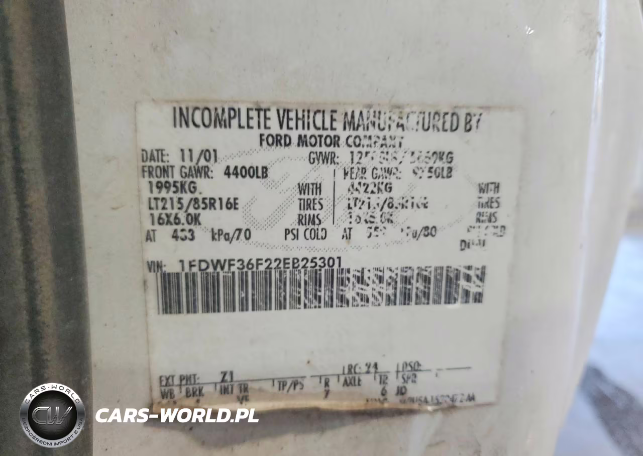 2002 Ford F350 Super Duty VIN:1FDWF36F22EB25301 - 12