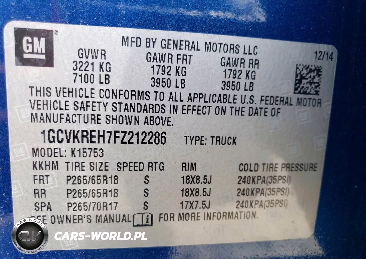 2015 Chevrolet Silverado K1500 Lt VIN:1GCVKREH7FZ212286 - 12