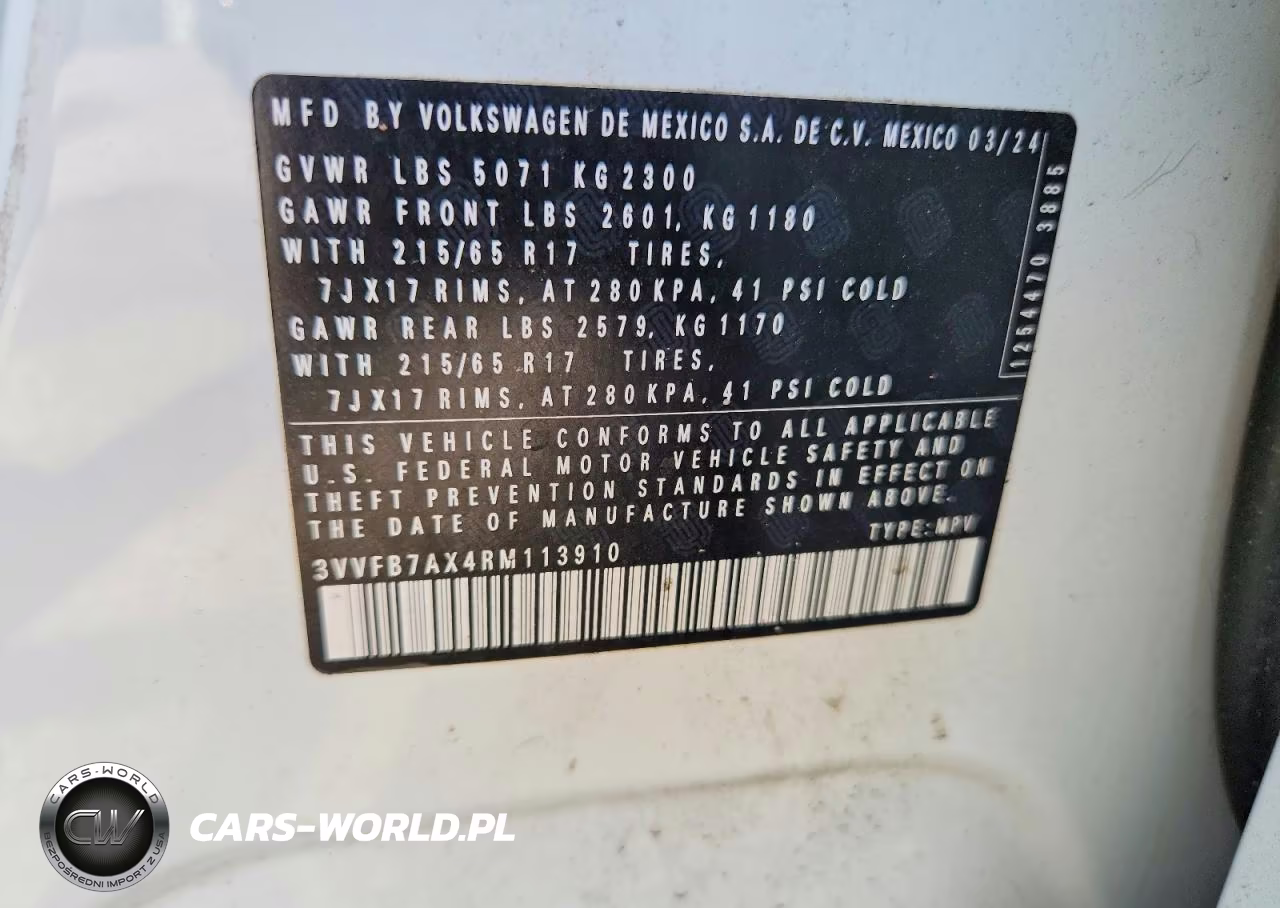 2024 Volkswagen Tiguan S VIN:3VVFB7AX4RM113910 - 12