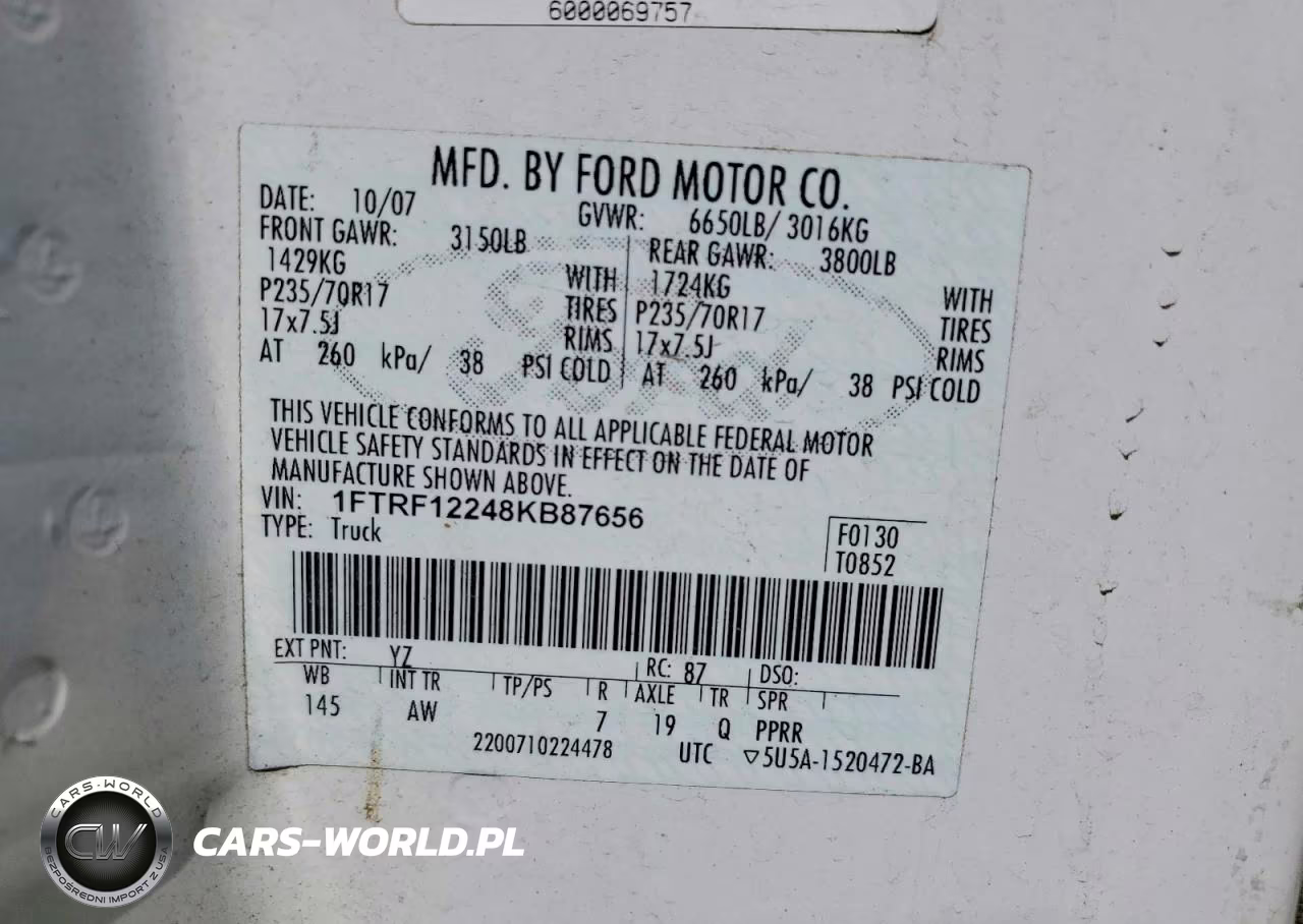 2008 Ford F150 VIN:1FTRF12248KB87656 - 12