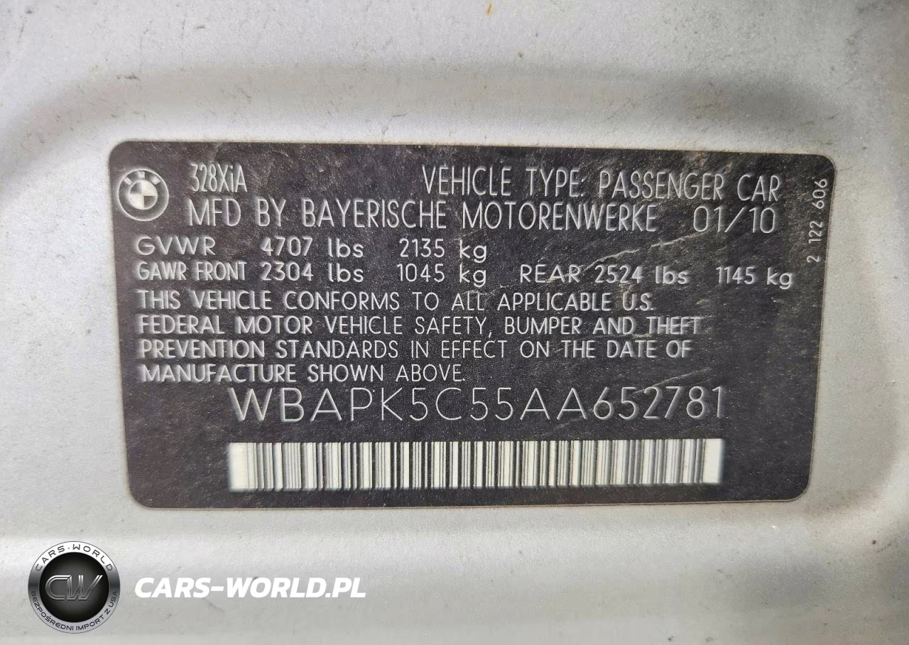 2010 BMW 328 Xi Sulev VIN:WBAPK5C55AA652781 - 12