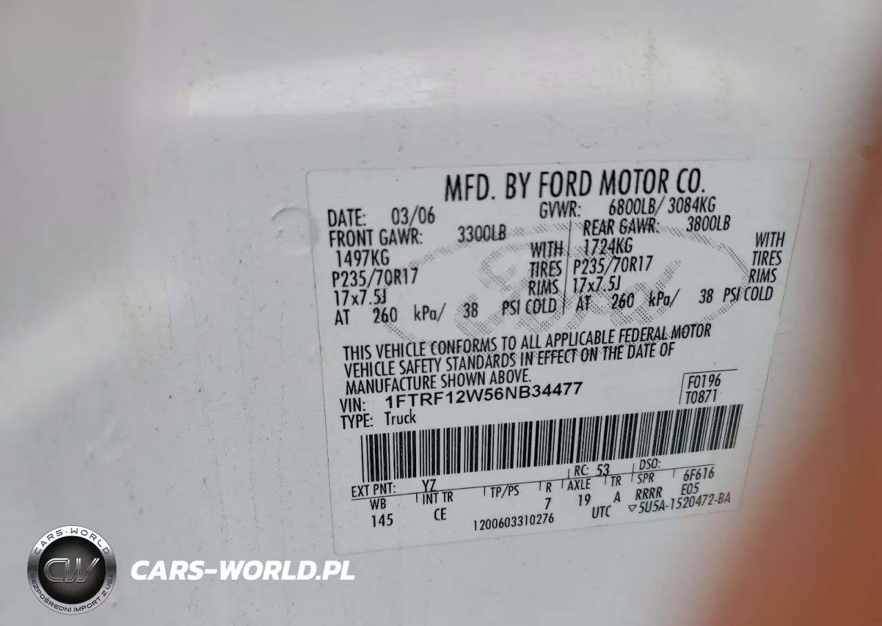 2006 Ford F150 VIN:1FTRF12W56NB34477 - 12