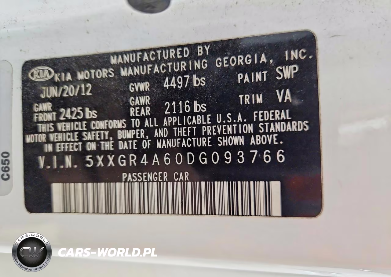 2013 Kia Optima Sx VIN:5XXGR4A60DG093766 - 12