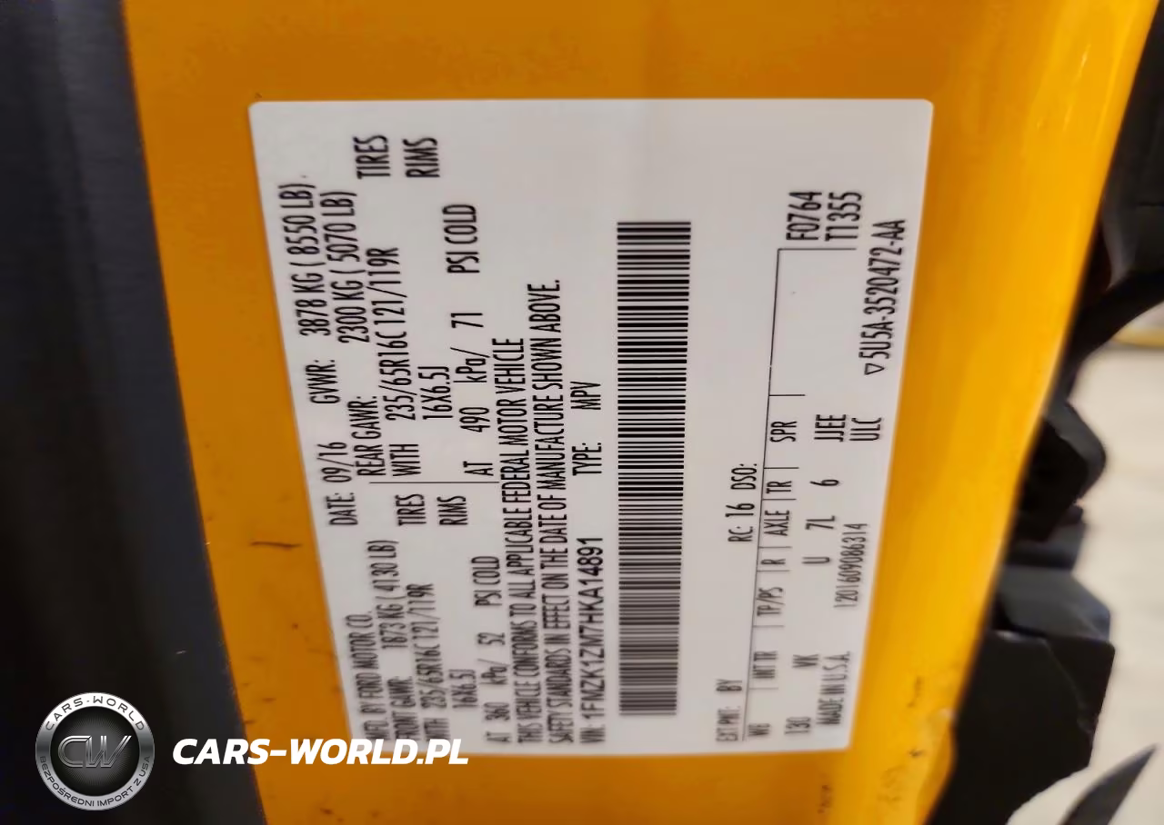 2017 Ford Transit T-150 VIN:1FMZK1ZM7HKA14891 - 14