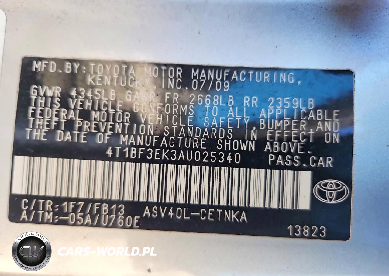 2010 Toyota Camry Le VIN:4T1BF3EK3AU025340 - 12