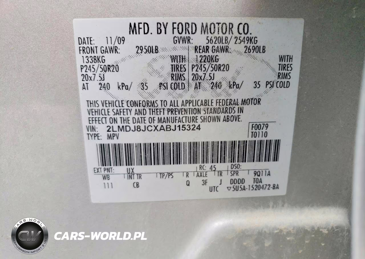 2010 Lincoln Mkx VIN:2LMDJ8JCXABJ15324 - 12