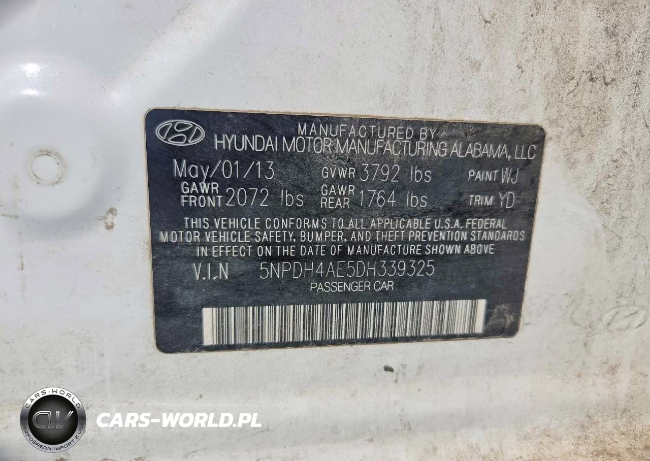 2013 Hyundai Elantra Gls VIN:5NPDH4AE5DH339325 - 13