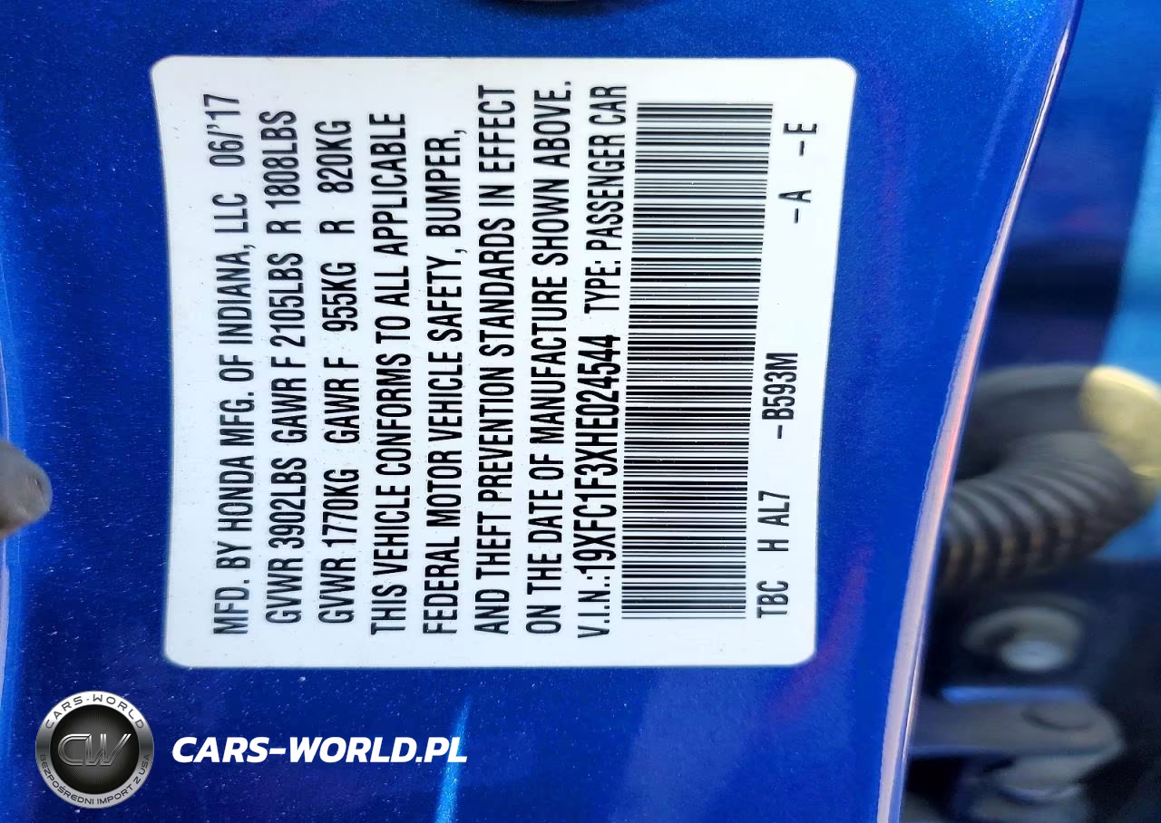 2017 Honda Civic Ex VIN:19XFC1F3XHE024544 - 12