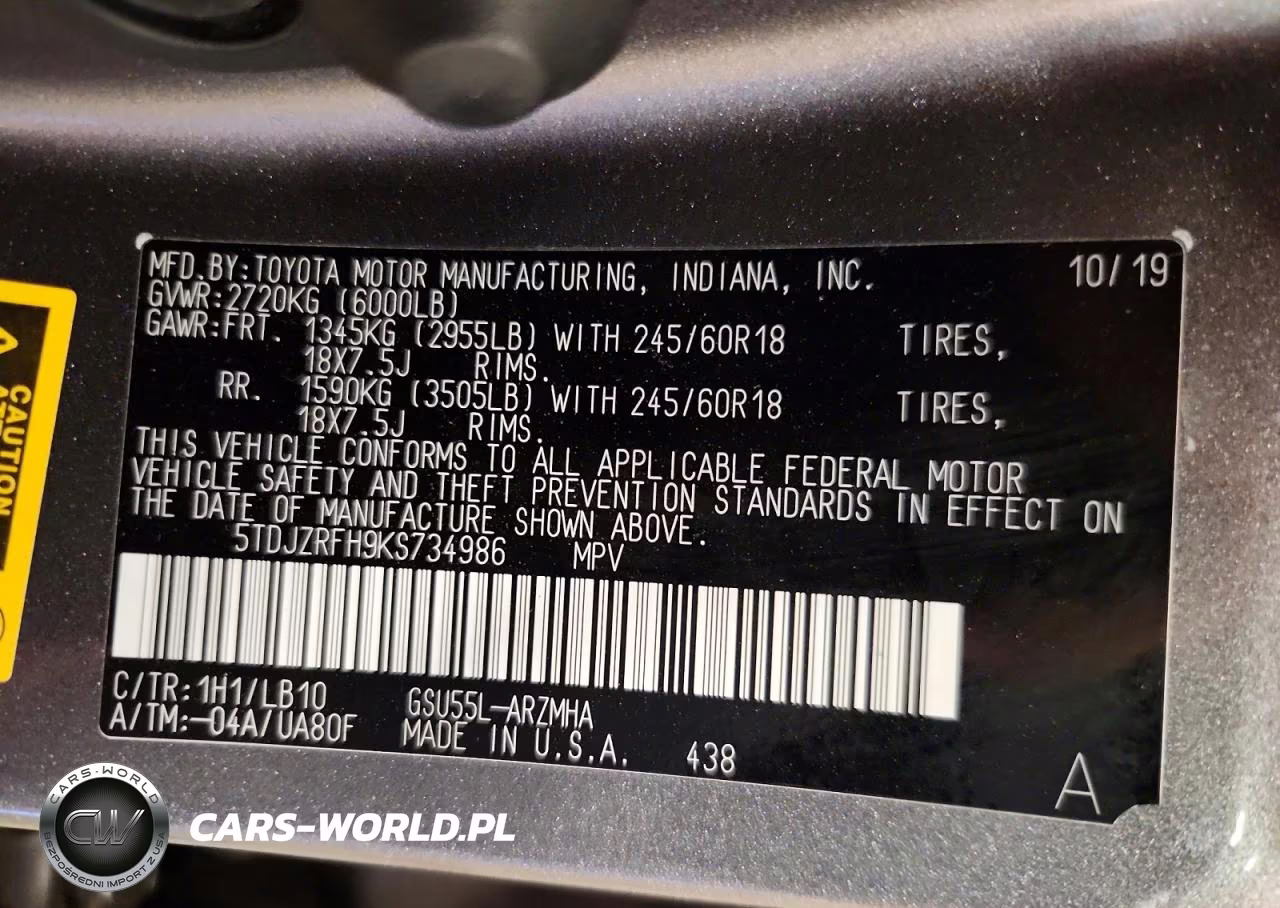 2019 Toyota Highlander Xle VIN:5TDJZRFH9KS734986 - 13