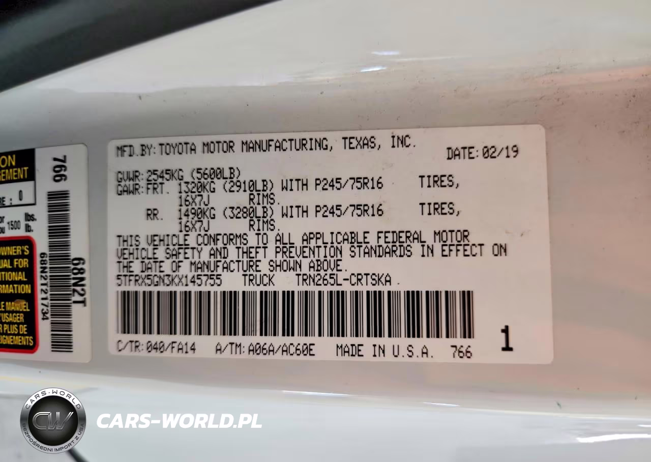 2019 Toyota Tacoma Sr VIN:5TFRX5GN3KX145755 - 12