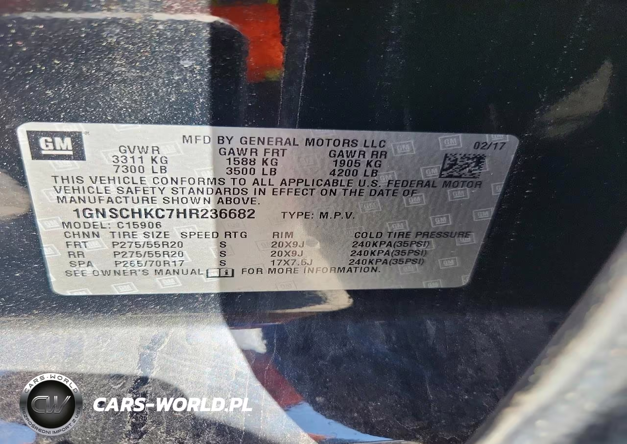 2017 CHEVROLET SUBURBAN C C1500 LT VIN:1GNSCHKC7HR236682 - 13
