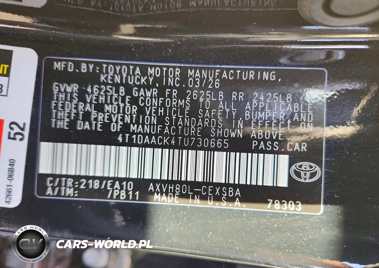 2026 Toyota Camry Se VIN:4T1DAACK4TU730665 - 13