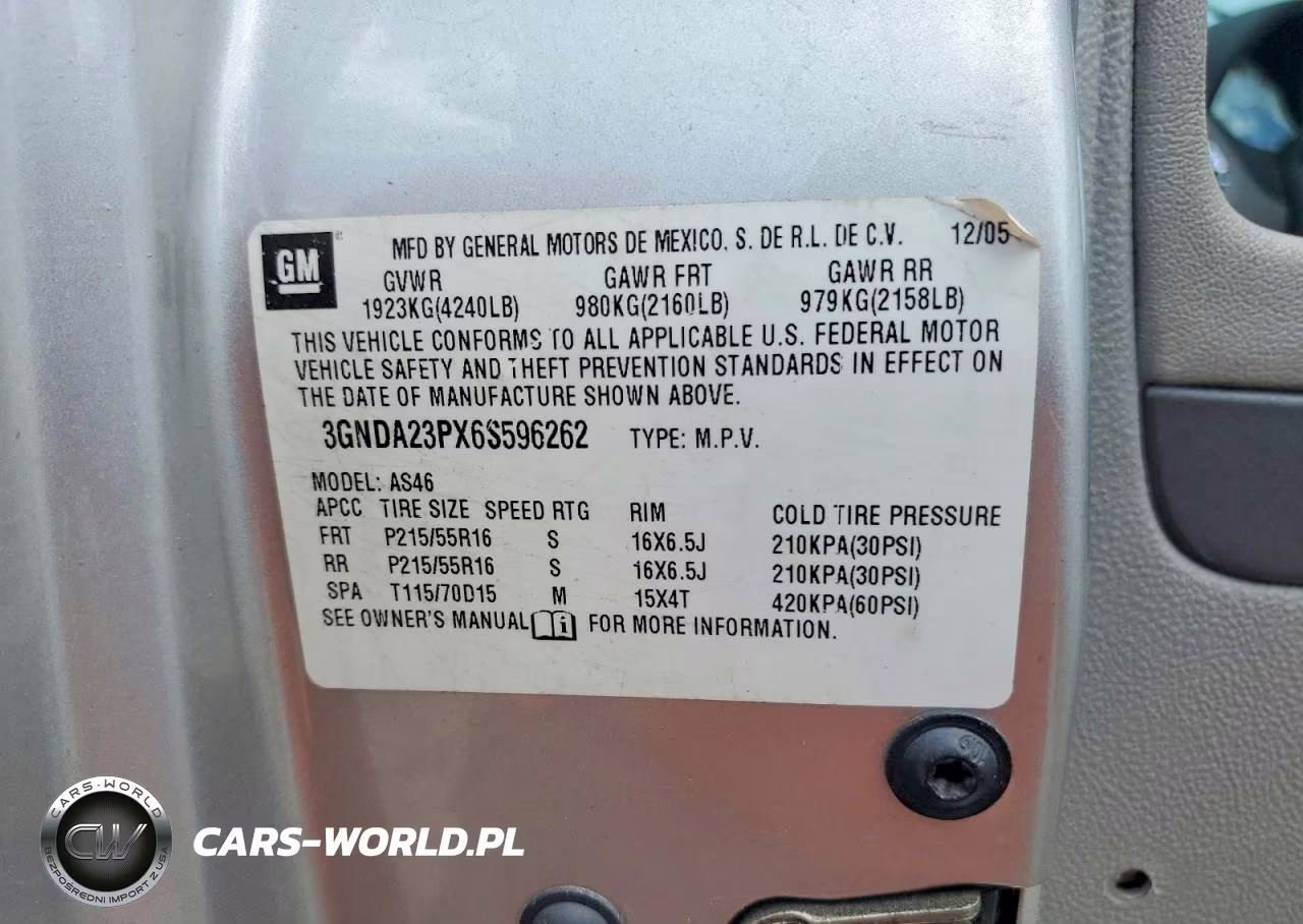 2006 Chevrolet Hhr Lt VIN:3GNDA23PX6S596262 - 13