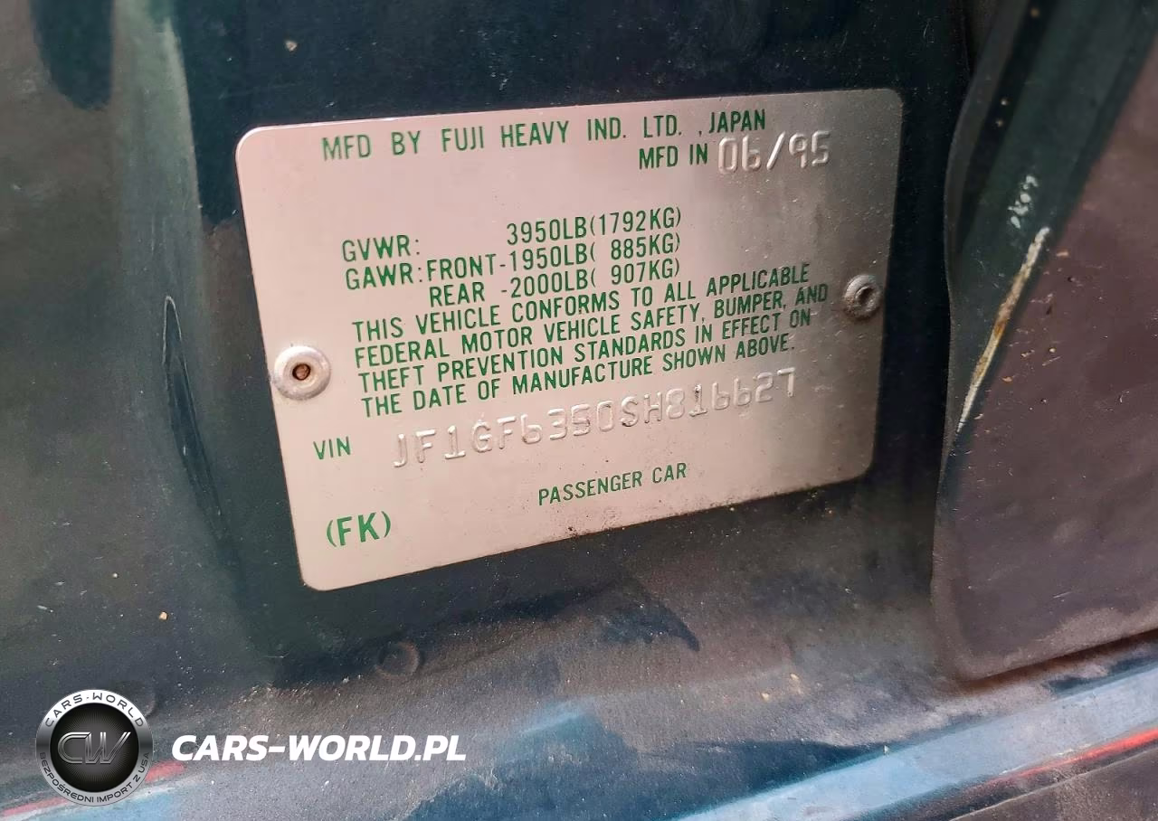 1995 Subaru Impreza L VIN:JF1GF6350SH816627 - 12