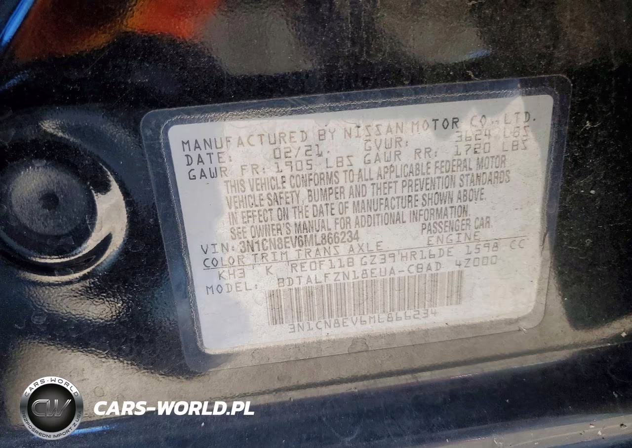 2021 Nissan Versa Sv VIN:3N1CN8EV6ML866234 - 12