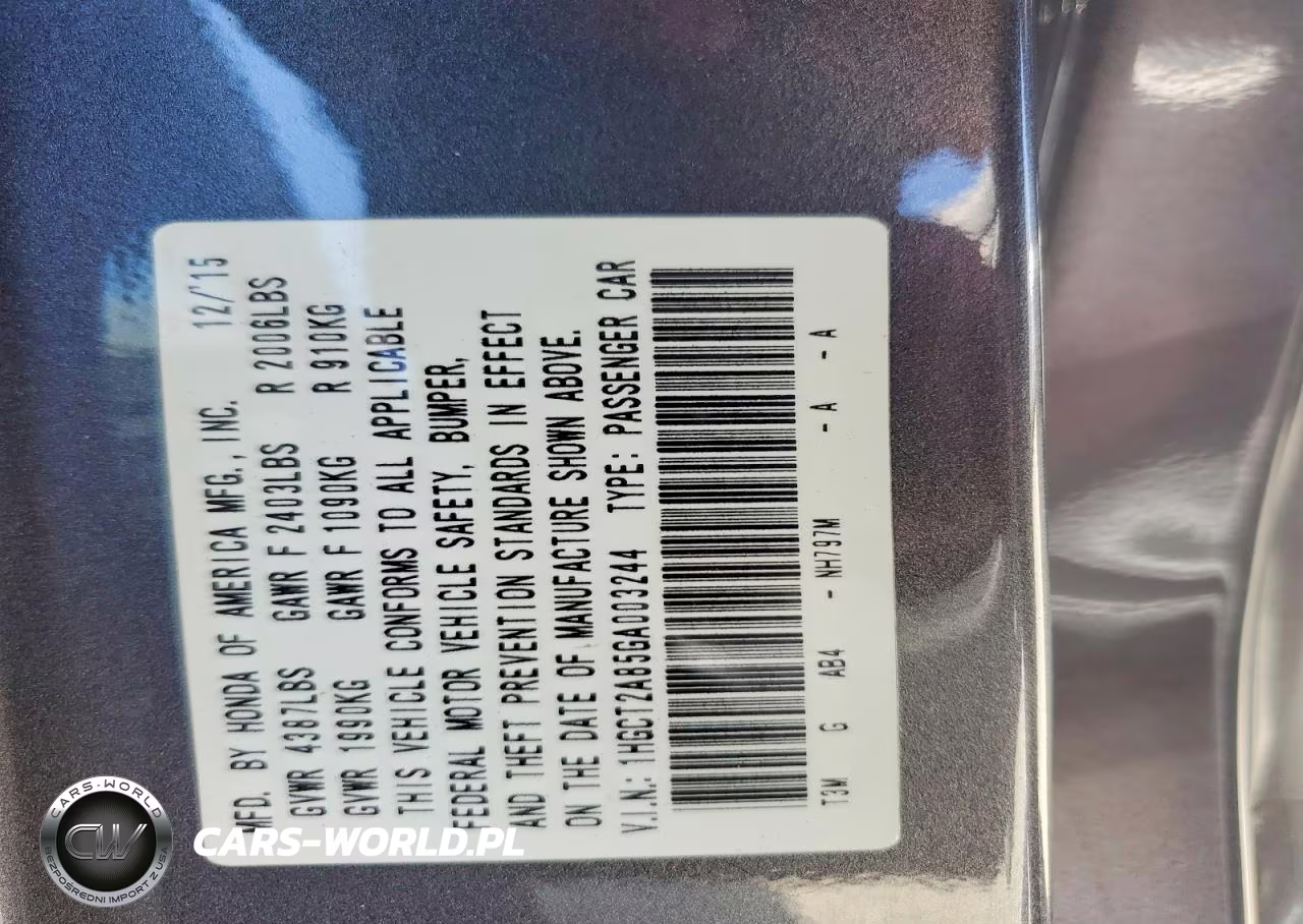 2016 Honda Accord Exl VIN:1HGCT2A85GA003244 - 13