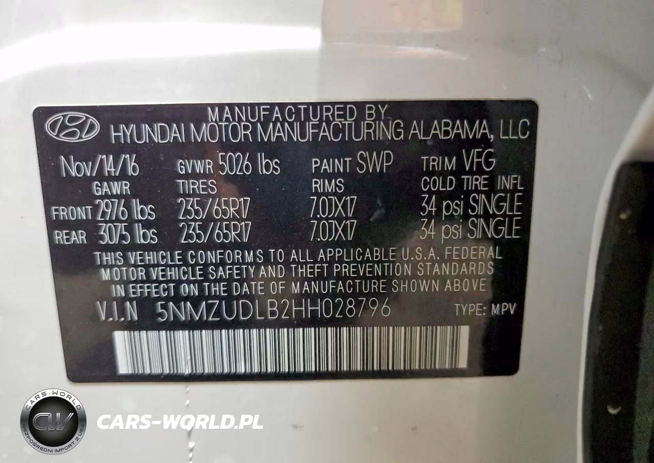 2017 Hyundai Santa Fe Sport 2.4L VIN:5NMZUDLB2HH028796 - 14