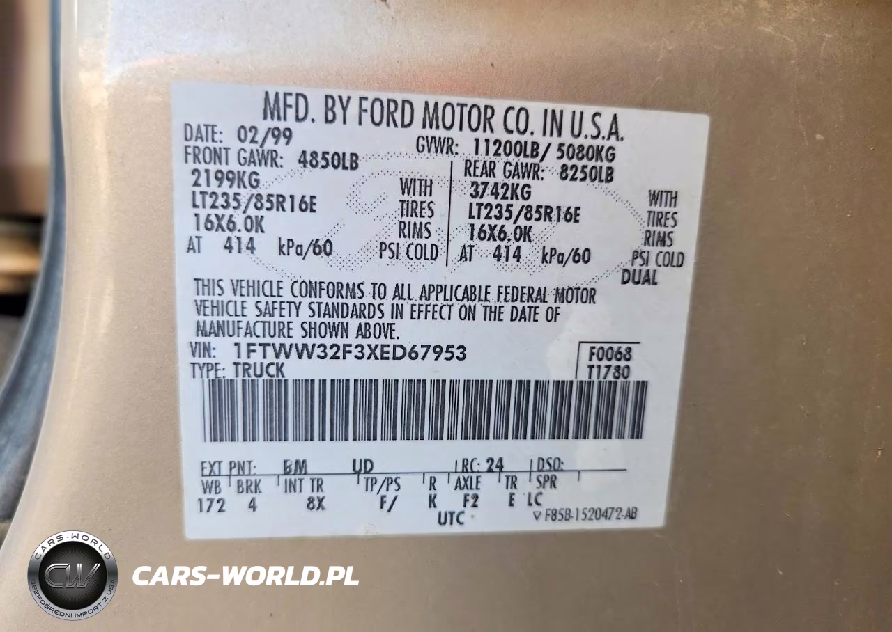 1999 Ford F350 Super Duty VIN:1FTWW32F3XED67953 - 12