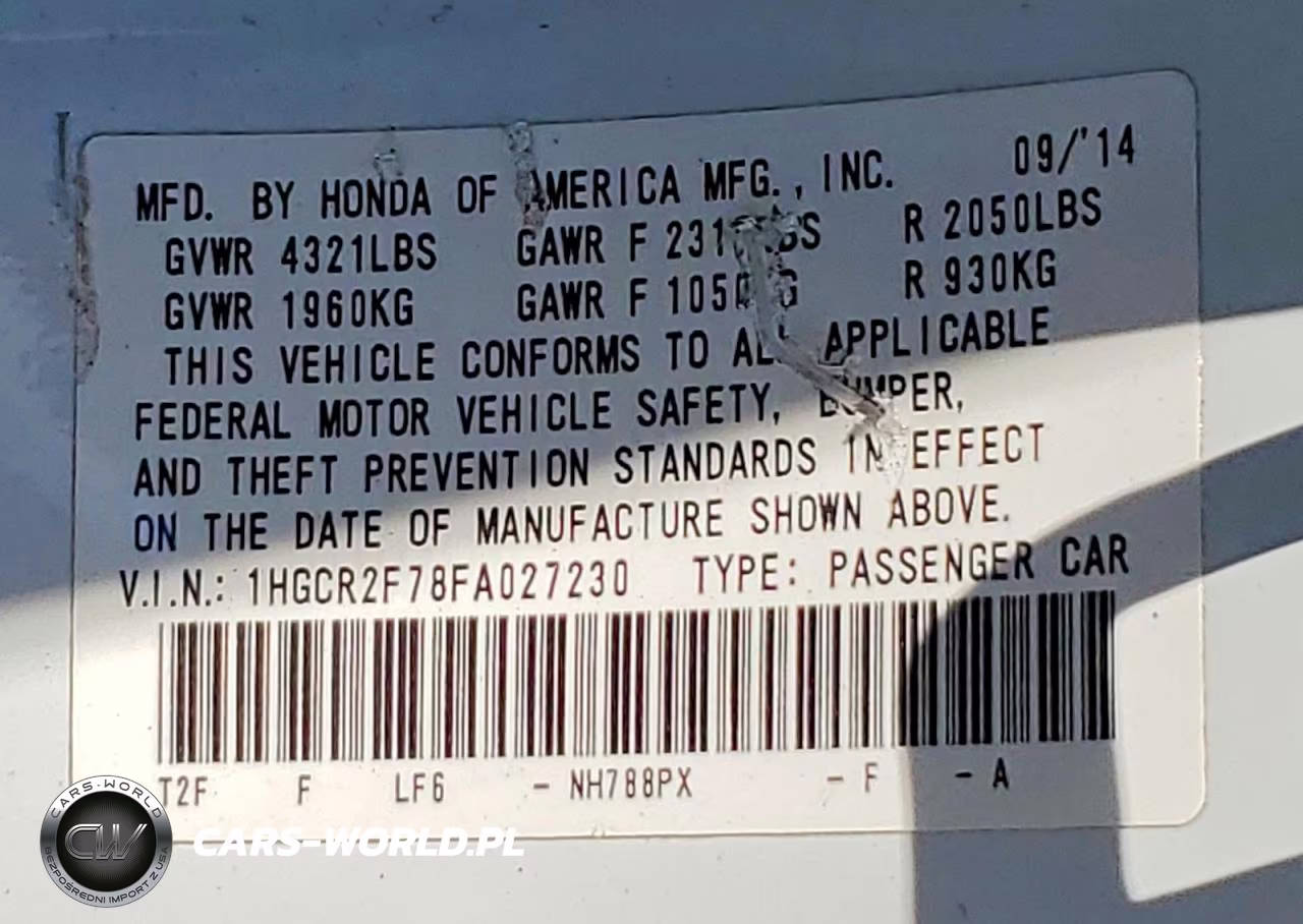 2015 Honda Accord Ex VIN:1HGCR2F78FA027230 - 12