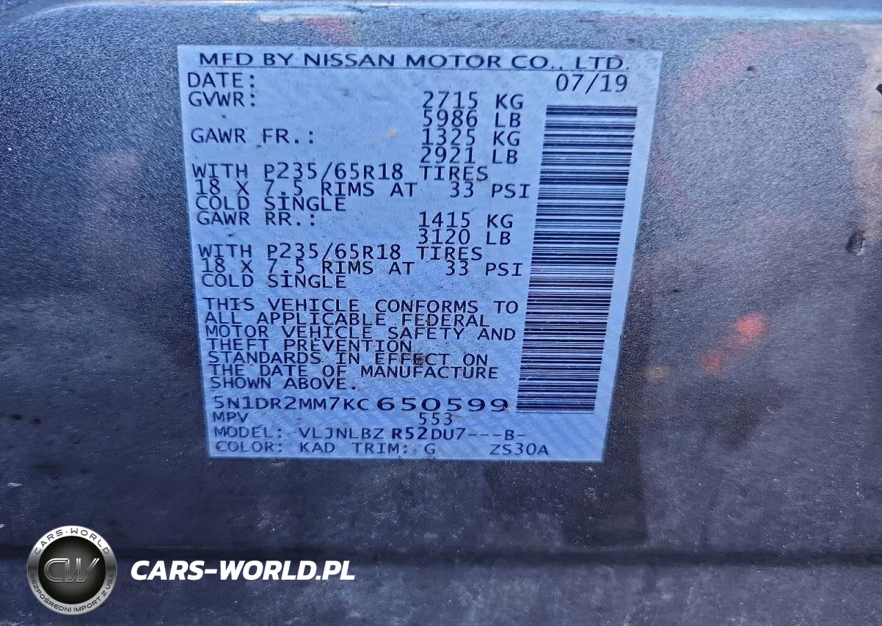 2019 Nissan Pathfinder S VIN:5N1DR2MM7KC650599 - 14
