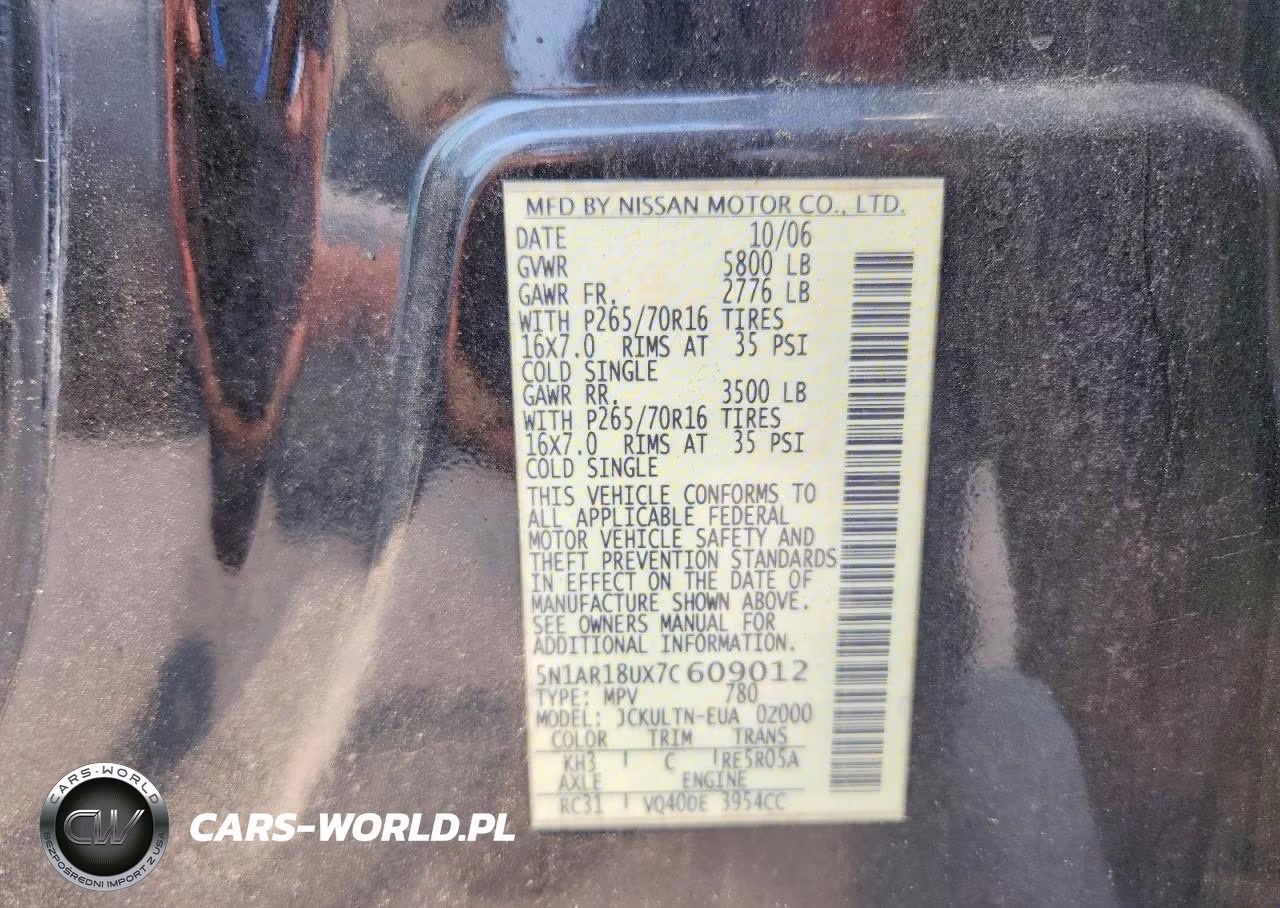2007 Nissan Pathfinder S VIN:5N1AR18UX7C609012 - 13