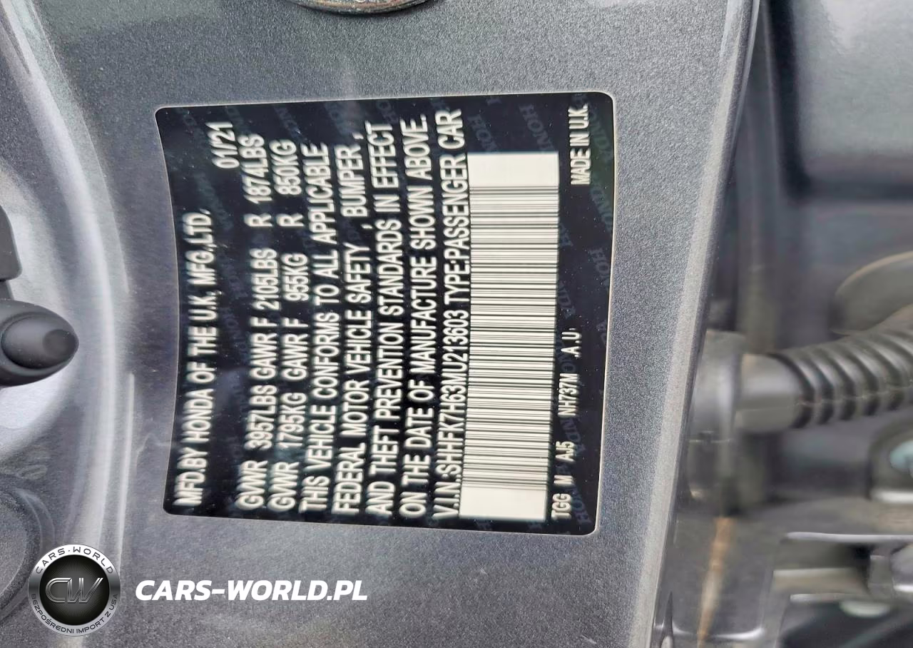 2021 Honda Civic Ex VIN:SHHFK7H63MU213603 - 13