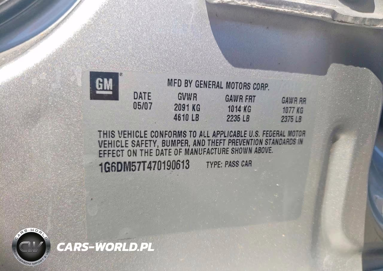 2007 Cadillac Cts VIN:1G6DM57T470190613 - 13