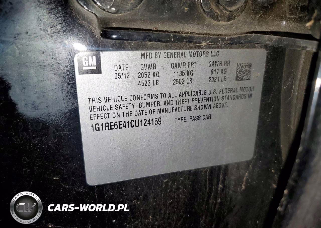 2012 Chevrolet Volt VIN:1G1RE6E41CU124159 - 12