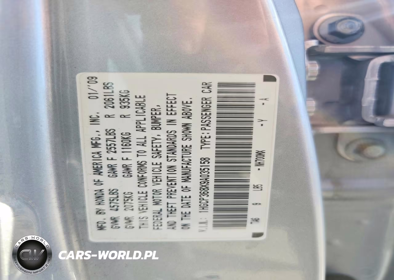 2009 Honda Accord Exl VIN:1HGCP368X9A035158 - 12