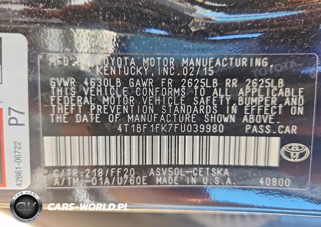 2015 Toyota Camry Se VIN:4T1BF1FK7FU039980 - 12