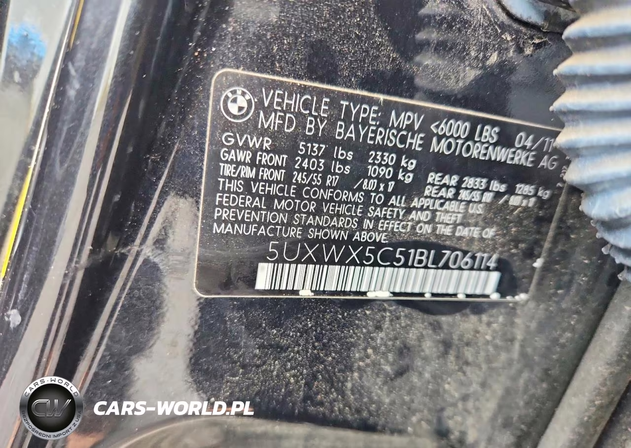 2011 BMW X3 xDrive28I VIN:5UXWX5C51BL706114 - 13