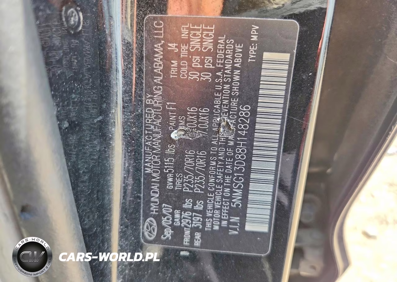 2008 Hyundai Santa Fe Gls VIN:5NMSG13D88H148286 - 13