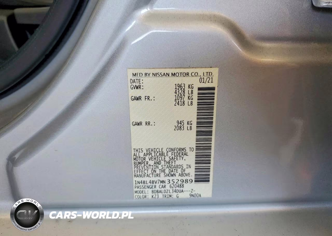 2021 Nissan Altima S VIN:1N4BL4BV7MN352989 - 12